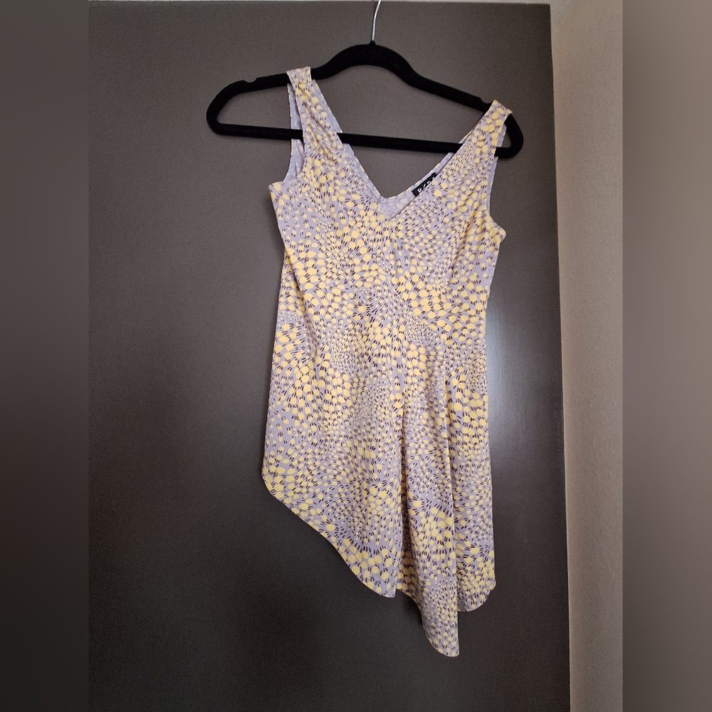 BCBG Stylish Yellow and Lavender Asymetrical Women's Sleeveless Top